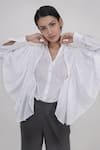 Shop_Shruti S_White Cotton Collared Ruffle Trim Shirt _Online_at_Aza_Fashions
