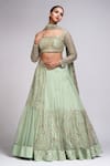 Shop_Shruti S_Green Star Net Embroidery Zari Sweetheart Neck Lehenga Set _Online_at_Aza_Fashions