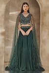 Seema Thukral_Emerald Green Blouse Georgette And Net Lehenga Organza & Crepe Floral & Set _Online_at_Aza_Fashions