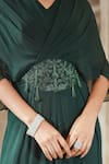 Shop_Seema Thukral_Emerald Green Georgette Embroidery Floral Patch Draped Jumpsuit For Women_Online_at_Aza_Fashions