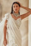 Shop Seema Thukral Ivory Georgette, Organza Embroidery, Pre-draped Ruffle Saree With Blouse Online at Aza Fashions Shop_Seema Thukral_Ivory Georgette, Organza Embroidery, Pre-draped Ruffle Saree With Blouse _Online_at_Aza_Fashions