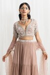 Shop_Seema Thukral_Pink Blouse Georgette Hand Embroidery Floral Bloom Lehenga Set _at_Aza_Fashions