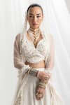 Shop_Seema Thukral_Ivory Blouse And Lehenga Habutai Silk Hand Crystal & Pearl Bridal Set _at_Aza_Fashions