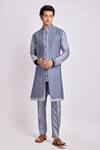 Bubber Couture_Grey Cotton, Silk Embroidery Stanis Layered Kurta Set _at_Aza_Fashions