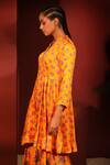 Shetab Kazmi_Orange Modal Satin Printed Floral Digital Round Kurta Palazzo Set _Online_at_Aza_Fashions