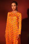 Buy_Shetab Kazmi_Orange Modal Satin Printed Floral Digital Round Kurta Palazzo Set 