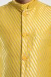 Shop_Samant Chauhan_Yellow Vegan Leather Diagonal Line Pattern Bundi And Kurta Set _Online_at_Aza_Fashions