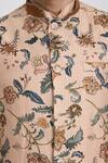Buy_Samant Chauhan_Peach Vegan Leather Printed Garden Bundi And Kurta Set _Online_at_Aza_Fashions