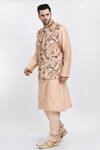 Shop_Samant Chauhan_Peach Vegan Leather Printed Garden Bundi And Kurta Set _Online_at_Aza_Fashions
