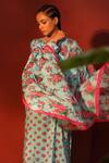 Buy_Shetab Kazmi_Blue Modal Satin Printed Floral Digital Round Kurta Palazzo Set _Online_at_Aza_Fashions