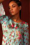 Shop_Shetab Kazmi_Blue Modal Satin Printed Floral Digital Round Tunic And Pant Set _Online_at_Aza_Fashions