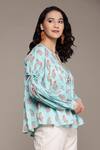 Buy_Aarke Ritu Kumar_Blue Cotton Paisley Print Top_Online_at_Aza_Fashions