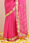 Shop_Label Nitika_Fuchsia Saree Organza Hand Embroidered Gota And With Chanderi Blouse  _Online_at_Aza_Fashions