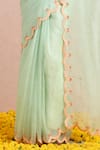 Label Nitika_Green Organza Hand Embroidered Bead And Sequin Work Saree With Blouse _at_Aza_Fashions