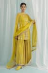 Surbhi Gupta_Yellow Kurta And Sharara Georgette Printed Geometric Nilufer Set  _Online_at_Aza_Fashions