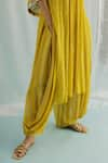 Shop_Surbhi Gupta_Yellow Kurta And Dhoti Pant Georgette Printed Floral V Zane & Set  _Online_at_Aza_Fashions