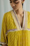 Surbhi Gupta_Yellow Kurta And Dhoti Pant Georgette Printed Floral V Zane & Set  _at_Aza_Fashions