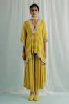 Surbhi Gupta_Yellow Kurta And Dhoti Pant Georgette Emi Kaftan Tunic & Set _Online_at_Aza_Fashions