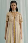 Surbhi Gupta_Ivory Anarkali Cotton Silk And Georgette Block Koa With Dhoti Pant _Online_at_Aza_Fashions
