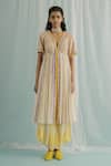 Buy_Surbhi Gupta_Ivory Anarkali Cotton Silk And Georgette Block Koa With Dhoti Pant _Online_at_Aza_Fashions