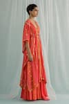 Surbhi Gupta_Fuchsia Kaftan And Sharara Georgette Printed Lilith Embroidered & Set  _Online_at_Aza_Fashions