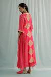 Buy_Surbhi Gupta_Pink Cape And Trouser Georgette Block Print Geometric Deep Nino Set  _Online_at_Aza_Fashions