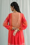 Surbhi Gupta_Pink Georgette Block Print Polka Dot Round Zuri Kurta With Trouser  _Online_at_Aza_Fashions