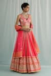 Surbhi Gupta_Pink Cotton Satin, Georgette, Organza Kara Sphere And Polka Dot Print Lehenga Set _Online_at_Aza_Fashions