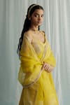 Shop_Surbhi Gupta_Yellow Lehenga Georgette Printed Geometric Sweetheart Neck Set _Online_at_Aza_Fashions