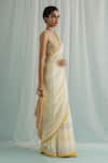 Buy_Surbhi Gupta_Ivory Saree Georgette Blouse Cotton Silk Print Polka Siah With _Online_at_Aza_Fashions