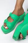 Schon Zapato_Green Vegan Leather Buckle Strap Platform Heels_Online_at_Aza_Fashions