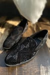 Schon Zapato_Black Suede Cutdana Embroidered Loafers  _Online_at_Aza_Fashions