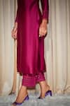 Buy_Dohr India_Purple Kurta And Palazzo Silk Chanderi Saba Straight Hem Set  _Online_at_Aza_Fashions