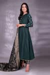 Safaa_Green Moonga Silk Woven Floral Pattern Round Anarkali Set _at_Aza_Fashions