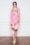 Buy_Sakshi Girri_Pink Dupion Silk Printed Floral And Vintage Asymmetric Tunic & Pant Set  _Online_at_Aza_Fashions