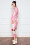 Shop_Sakshi Girri_Pink Dupion Silk Printed Floral And Vintage Asymmetric Tunic & Pant Set  _Online_at_Aza_Fashions