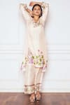 Buy_Sakshi Girri_Ivory Dupion Silk Printed Floral V Neck Kurta And Palazzo Set  _Online_at_Aza_Fashions