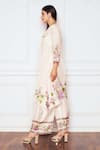 Shop_Sakshi Girri_Ivory Dupion Silk Printed Floral V Neck Kurta And Palazzo Set  _Online_at_Aza_Fashions