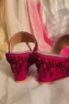 House of Vian_Wine Embroidered Samara Bead Wedges _Online_at_Aza_Fashions
