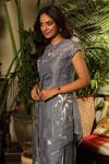 Buy_Sahil Kochhar_Grey Organza, Net Sequins Saroj Abstract Embroidered Kurta And Flared Pant Set _Online_at_Aza_Fashions