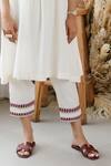 Seeaash_Ivory Cotton Printed Aztec V Neck Border A-line Kurta And Pant Set_Online_at_Aza_Fashions