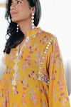 Buy_Seeaash_Yellow Cotton Printed Floral Notched Asmira Kurta And Dhoti Pant Set _Online_at_Aza_Fashions