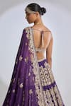 Seema Gujral_Purple Georgette Embroidered Gota Patti Plunge V Bridal Lehenga Set  _at_Aza_Fashions