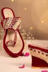 Shop House Of Vian Red Beads, Stones, Mirrors Sehar Embrodiered Wedges Online at Aza Fashions Shop_House Of Vian_Red Beads, Stones, Mirrors Sehar Embrodiered Wedges _Online_at_Aza_Fashions