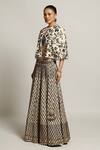 Shop_Sejal Kamdar_Ivory Gajji Silk Embellished Pipe Jacket: Open Lehenga Set For Women_Online_at_Aza_Fashions