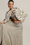 Sejal Kamdar_Ivory Gajji Silk Embellished Pipe Jacket: Open Lehenga Set For Women_at_Aza_Fashions