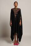 Sejal Kamdar_Black Organza Embellished Cut Pipe Boat Neck Yoke Kaftan _at_Aza_Fashions
