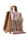 Buy_Born Flash_Multi Color Beads, Tassels Seraphim Ombre Embellished Leather Bag _Online_at_Aza_Fashions