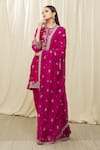 JAYANTI REDDY_Pink Silk Embroidery Aari Round Tunic Dhoti Pant Set  _Online_at_Aza_Fashions