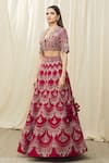 Buy_JAYANTI REDDY_Red And Raw Embroidery Scallop Pattern Bridal Lehenga Set  _Online_at_Aza_Fashions